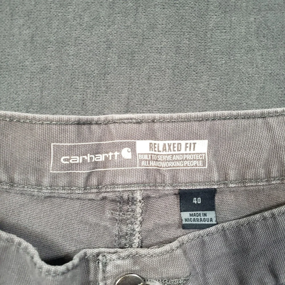Carhartt Canvas Work Shorts Mens 40 Gray Rugged Flex Relaxed Fit BS2514-M